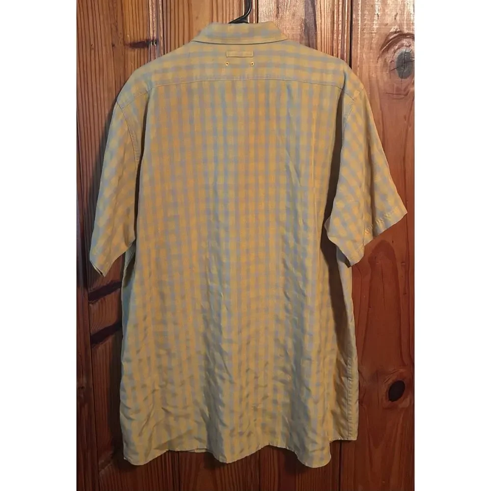 The North Face Men’s Short Sleeve Button Down Zipper Pocket Yellow Gray Sz XXL